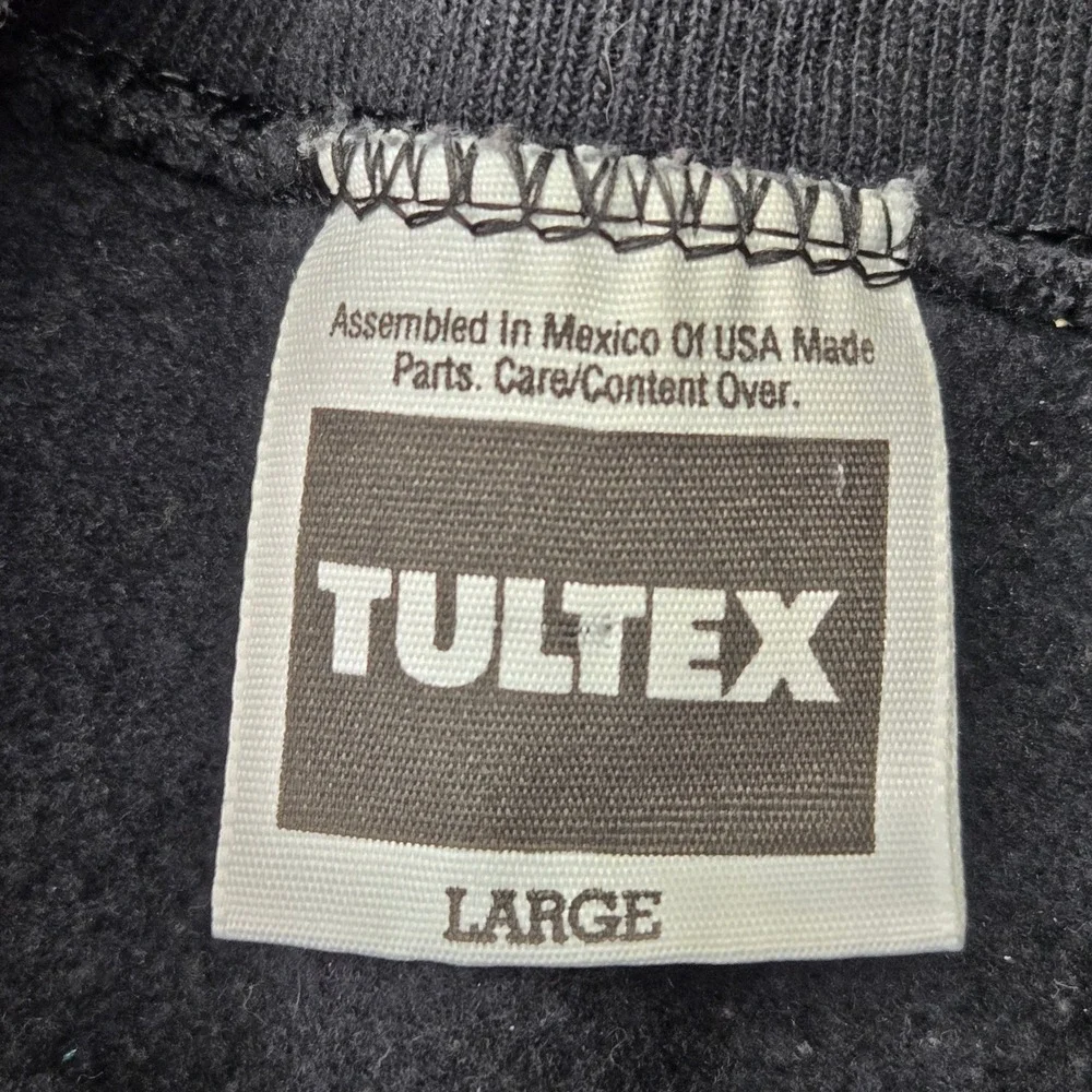 TULTEX Black Crewneck Sweatshirt Long Sleeve Casual Pullover Top Men Women Large